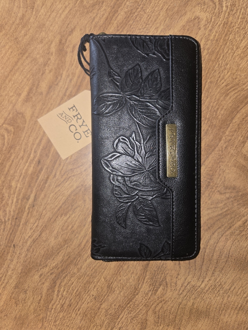 New Frye and Co. Zip Around Wallet Embossed Floral Design